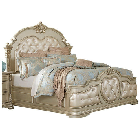 Antoinetta Champagne Queen Panel Bed - bellafurnituretv