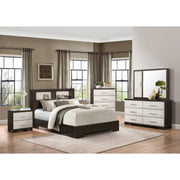 Pell White/Espresso Panel Bookcase Bedroom Set - bellafurnituretv