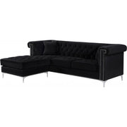 Damian Velvet Black Reversible Sectional - bellafurnituretv