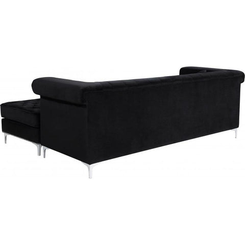 Damian Velvet Black Reversible Sectional - bellafurnituretv