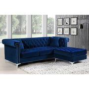 Damian Velvet Navy Reversible Sectional - bellafurnituretv