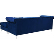 Damian Velvet Navy Reversible Sectional - bellafurnituretv