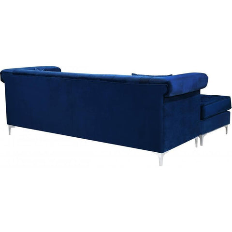 Damian Velvet Navy Reversible Sectional - bellafurnituretv