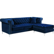 Damian Velvet Navy Reversible Sectional - bellafurnituretv