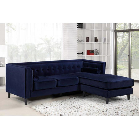 Taylor Velvet Navy Reversible Sectional - bellafurnituretv