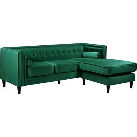 Taylor Velvet Green Reversible Sectional - bellafurnituretv