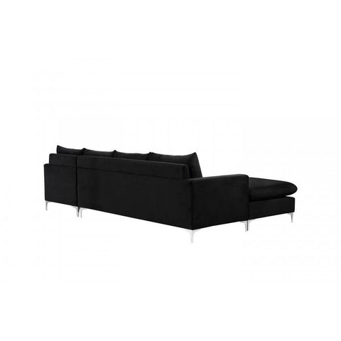 Naomi Velvet Black Reversible Sectional - bellafurnituretv