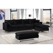 Naomi Velvet Black Reversible Sectional - bellafurnituretv