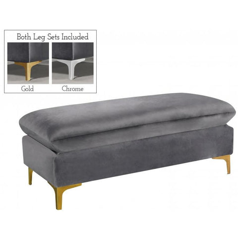 Naomi Velvet Gray Reversible Sectional - bellafurnituretv