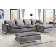 Naomi Velvet Gray Reversible Sectional - bellafurnituretv