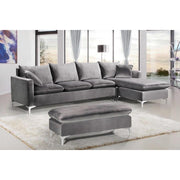 Naomi Velvet Gray Reversible Sectional - bellafurnituretv