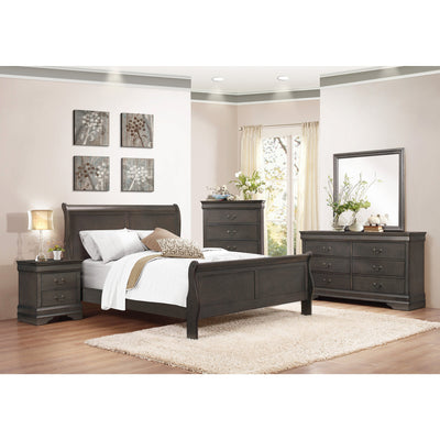 [HOT DEAL] Louis Philip Stained Gray Sleigh Bedroom Set - bellafurnituretv