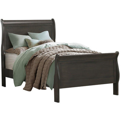 Louis Philip Stained Gray Twin Sleigh Bed - bellafurnituretv