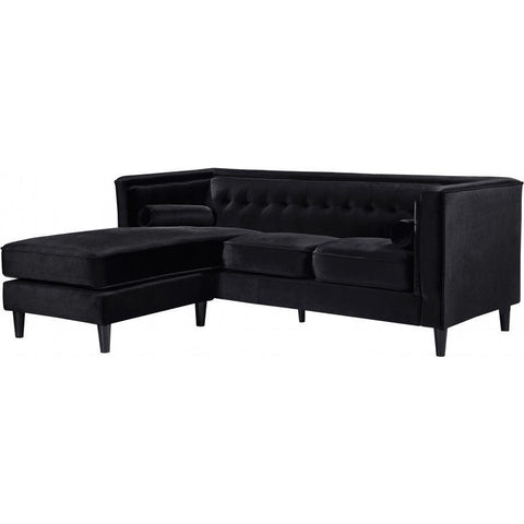 Taylor Velvet Black Reversible Sectional - bellafurnituretv