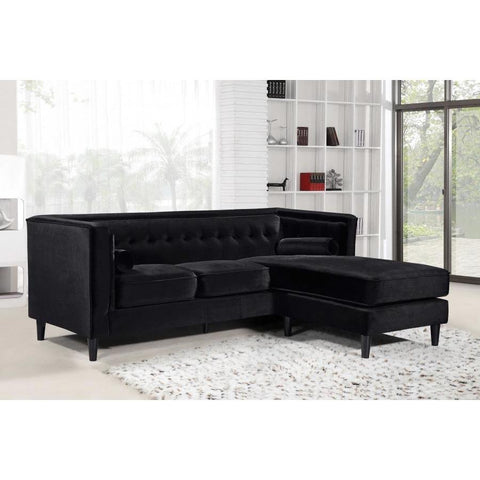 Taylor Velvet Black Reversible Sectional - bellafurnituretv