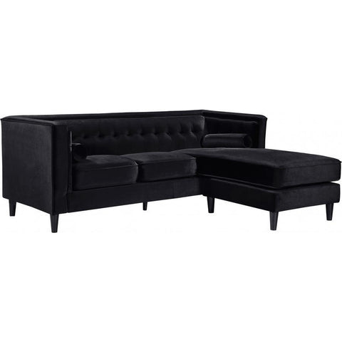 Taylor Velvet Black Reversible Sectional - bellafurnituretv