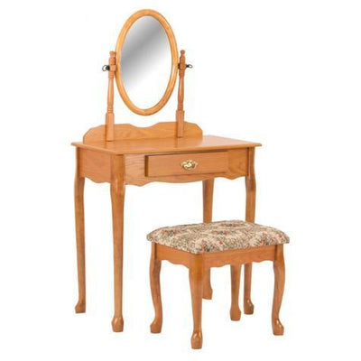 Oval Oak Vanity Set - bellafurnituretv