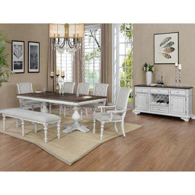 Bardot Antique White/Brown Dining Table - bellafurnituretv
