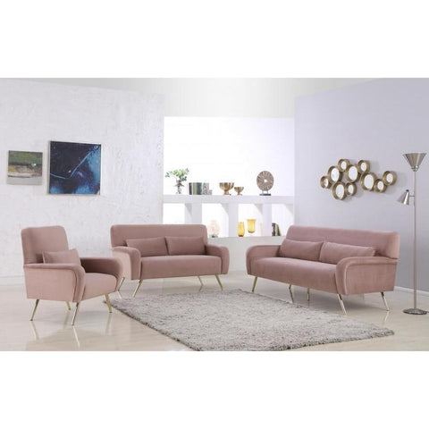 Clarissa Velvet Pink Living Room Set - bellafurnituretv