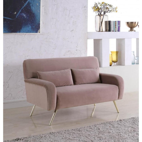 Clarissa Velvet Pink Loveseat - bellafurnituretv