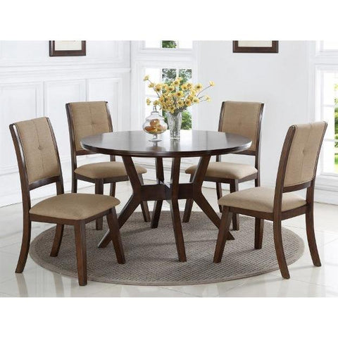 Barney Brown Round Dining Set - bellafurnituretv