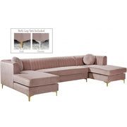 Graham Velvet Pink Double Chaise Sectional - bellafurnituretv