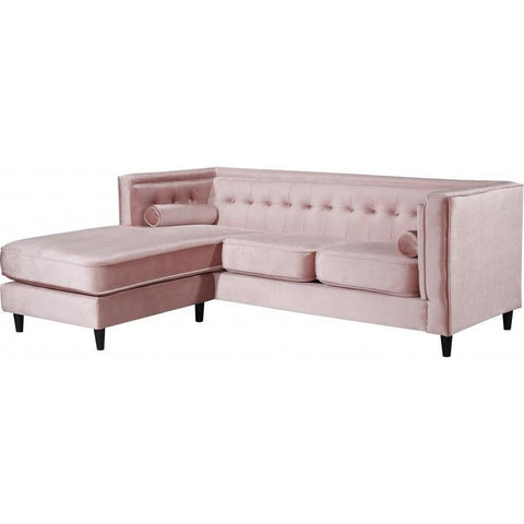 Taylor Velvet Pink Reversible Sectional - bellafurnituretv