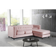 Taylor Velvet Pink Reversible Sectional - bellafurnituretv