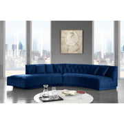 Kenzi Velvet Navy Sectional - bellafurnituretv