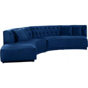 Kenzi Velvet Navy Sectional - bellafurnituretv