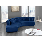 Kenzi Velvet Navy Sectional - bellafurnituretv