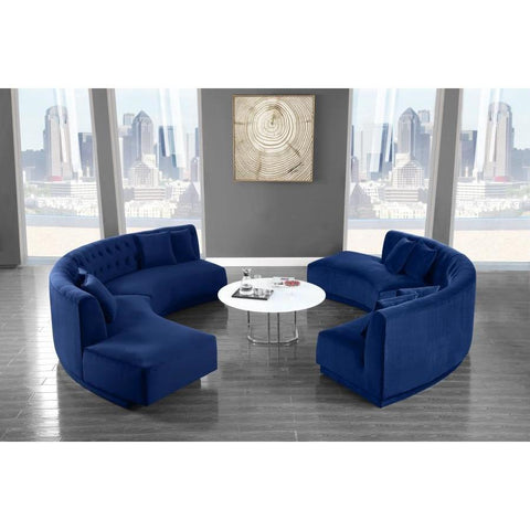 Kenzi Velvet Navy Sectional - bellafurnituretv