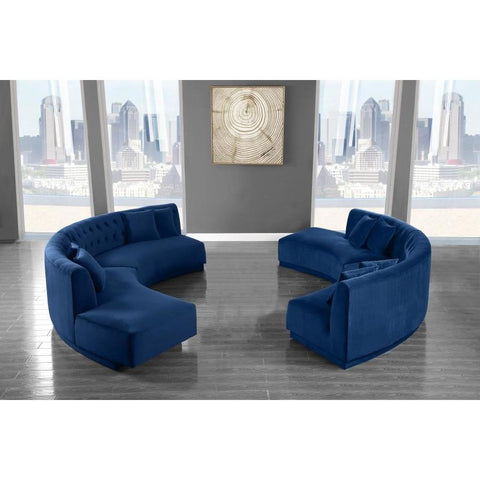 Kenzi Velvet Navy Sectional - bellafurnituretv