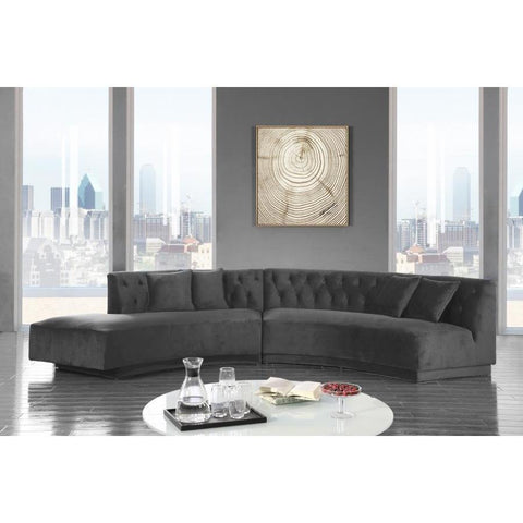 Kenzi Velvet Gray Sectional - bellafurnituretv