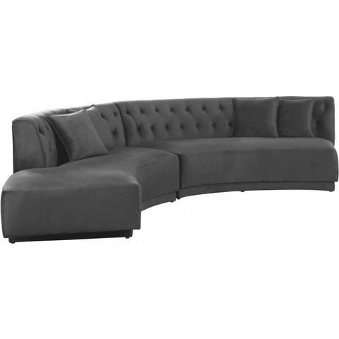 Kenzi Velvet Gray Sectional - bellafurnituretv