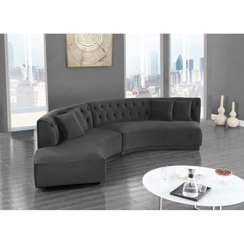 Kenzi Velvet Gray Sectional - bellafurnituretv