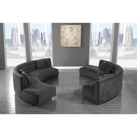 Kenzi Velvet Gray Sectional - bellafurnituretv