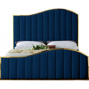 Jolie Velvet Navy King Platform Bed - bellafurnituretv