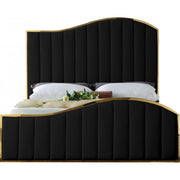 Jolie Velvet Black King Platform Bed - bellafurnituretv