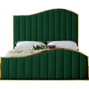 Jolie Velvet Green Queen Platform Bed - bellafurnituretv