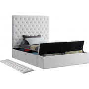 Bliss Velvet White Twin Storage Platform Bed - bellafurnituretv