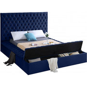 Bliss Velvet Navy Full Storage Platform Bed - bellafurnituretv