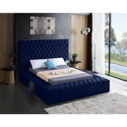 [SPECIAL] Bliss Velvet Navy Queen Storage Platform Bed - bellafurnituretv