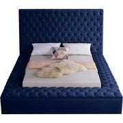 [SPECIAL] Bliss Velvet Navy Queen Storage Platform Bed - bellafurnituretv