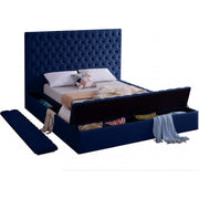 Bliss Velvet Navy Full Storage Platform Bed - bellafurnituretv