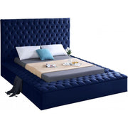 Bliss Velvet Navy Full Storage Platform Bed - bellafurnituretv