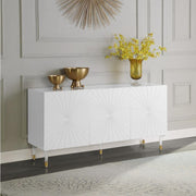 Starburst White Lacquer Sideboard Buffet - bellafurnituretv