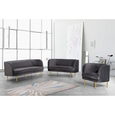 Vivan Velvet Gray Living Room Set - bellafurnituretv