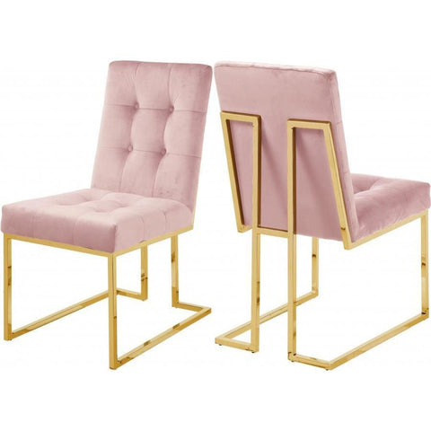 Pierre Velvet Pink Dining Chair, Set of 2 - bellafurnituretv