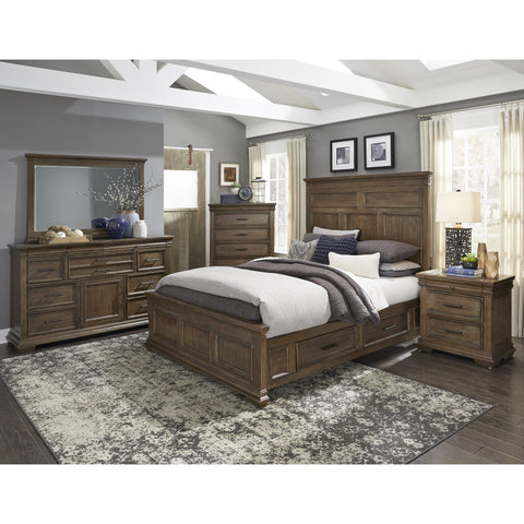 Narcine Rustic Brown Queen Storage Platform Bed - bellafurnituretv